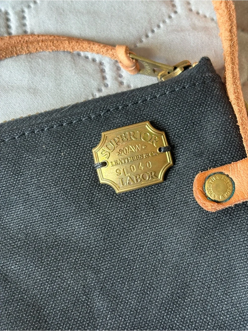 The Superior Labor Japanese Made Black Canvas Crossbody with Tan Leather Trim